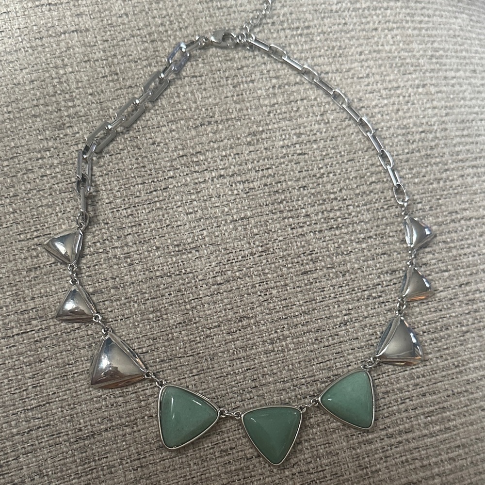 Stainless Steel Genuine Jade Necklace